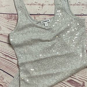 Sequin grey tank top- Express